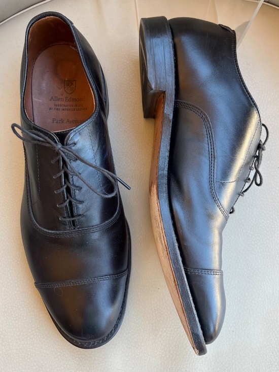 Allen Edmonds Park Avenue Cap-Toe Black Leather Dress Oxfords Sz 9.5 EEE